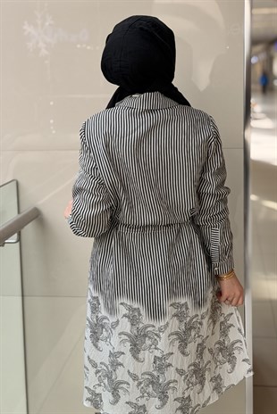 Fuat Gürşen Şal Desenli Çizgili Gömlek