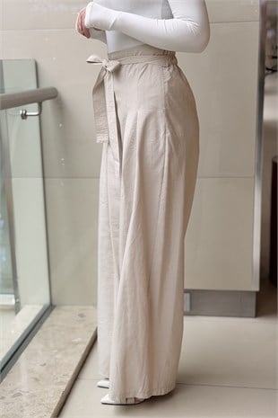 Ceremony Önü Pileli Beli Kuşaklı Dubai Pantolon