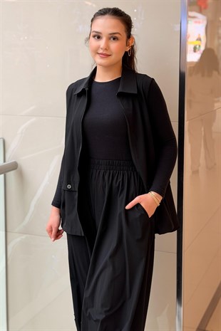 Ghisa Düğme Detaylı Yelek Pantolon Takım