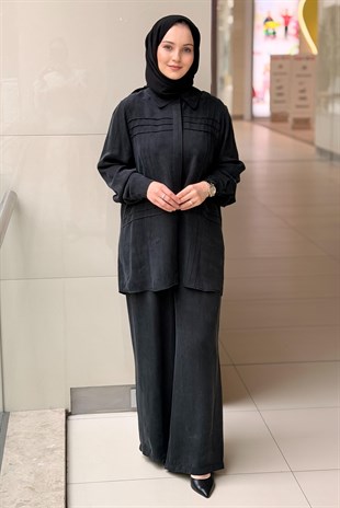 Nuss Nervür Detaylı Gizli Patlı Gömlek Pantolon Takım