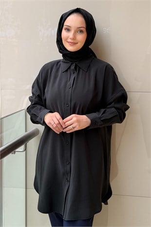 Tığ Triko Saten Yüzlü Oversize Gömlek