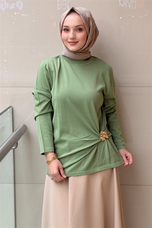 Ghisa Beli Tokalı Büzgülü Tunik