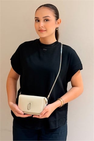 Mahal Bags Mıknatıs Kapaklı Fermuar Gözlü Zincir Ve Deri Çift Çapraz Askılı Çanta