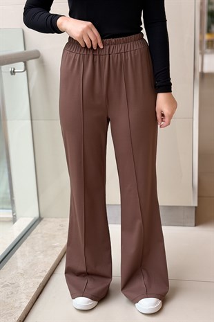 Ghisa Beli Lastikli Nervürlü İspanyol Paça Pantolon