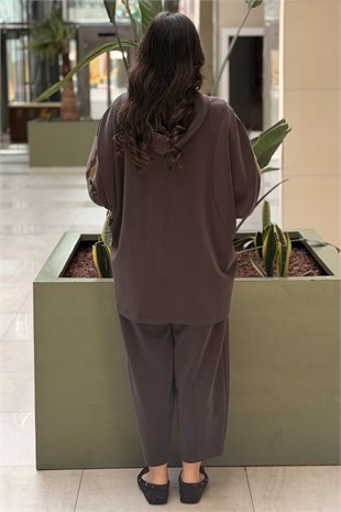 Ghisa Kapşonlu Desenli Tunik Pantolon Takım