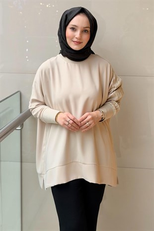 Ghisa Yakası Ve Kolları Triko Detaylı Tunik