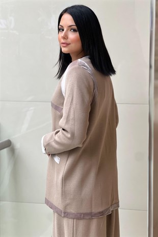Missdalida 9040-23K Kadife Detaylı Klasik Hırka