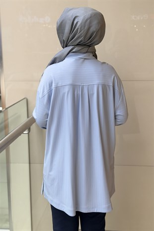 Ghisa Cep Detaylı Çizgili Gömlek