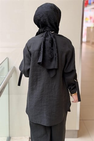 Nurcan Çetin Kolları Apolet Detaylı Gömlek Pantolon Takım