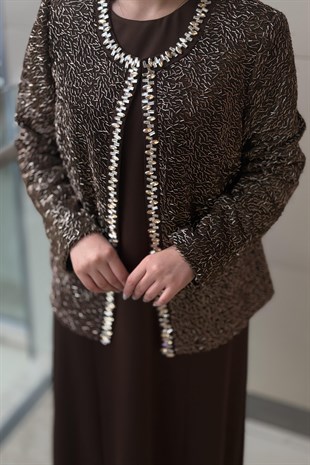Matex Kristal Taş Detaylı Boncuk İşlemeli Abiye İkili Set