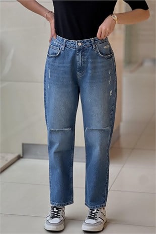 İpekyol Eskitme Efektli Wide Leg Fit Jean Pantolon