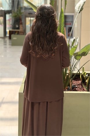 Nurcan Çetin Çapraz Kat Kat Desenli Tunik Etek Takım