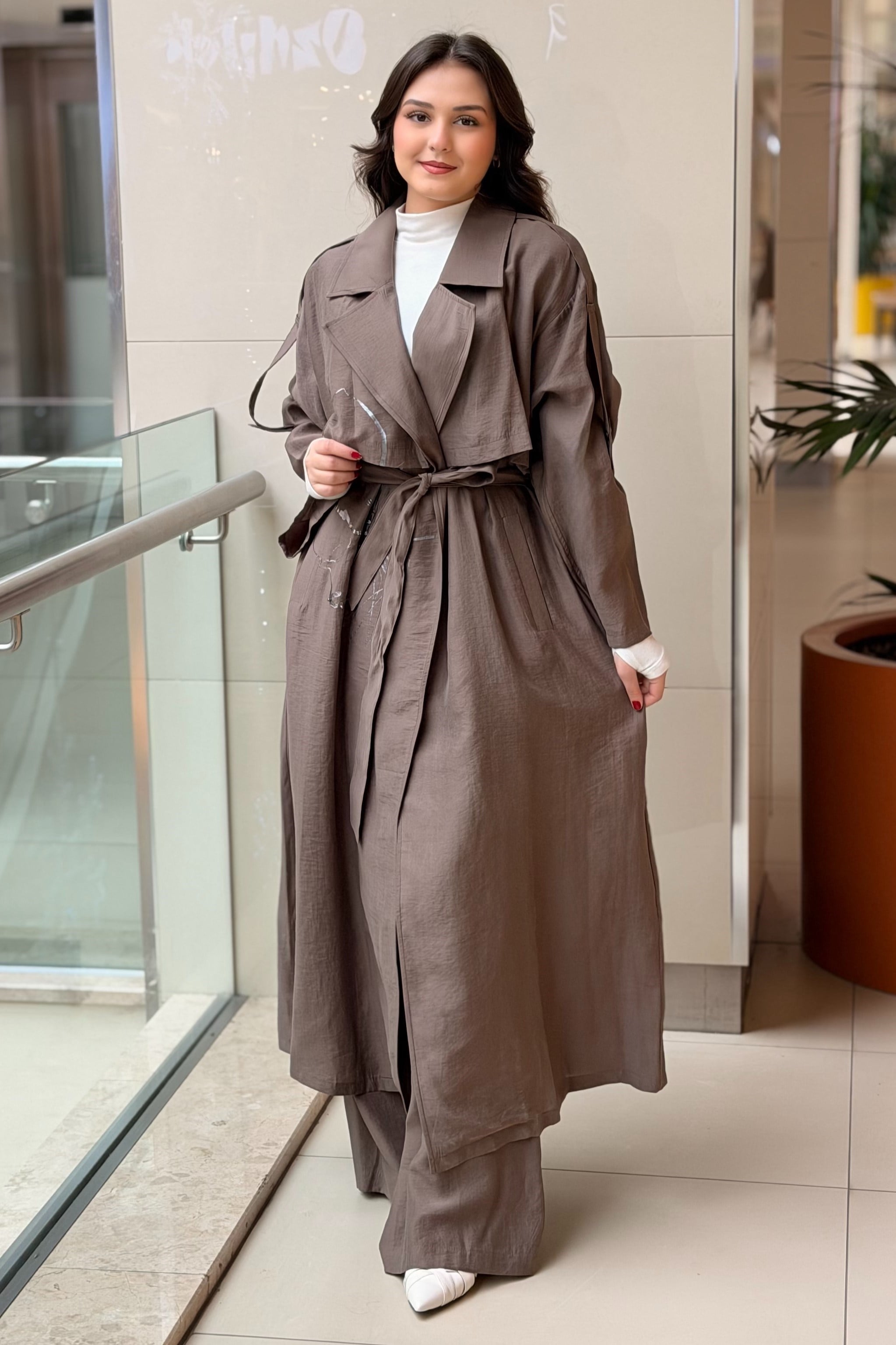 Ceremony Kruvaze Yaka Baskılı Safari Trençkot | Mahal Butik