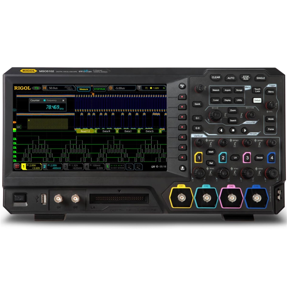 Rigol MSO5102 100MHz 2 Kanallı 8GS/S Lojik Analizörlü Dijital Osiloskop