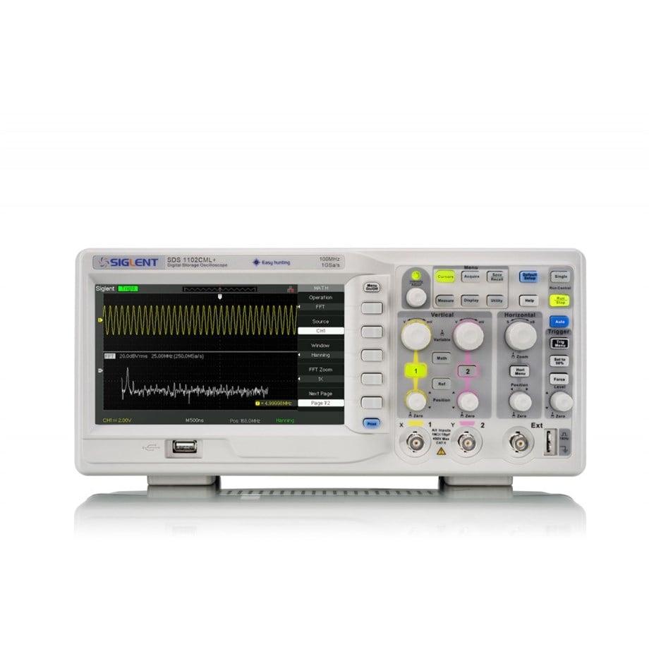 SIGLENT  SDS1102CML+ dijital osiloskop 100MHz 2 kanal 2Mpts 7