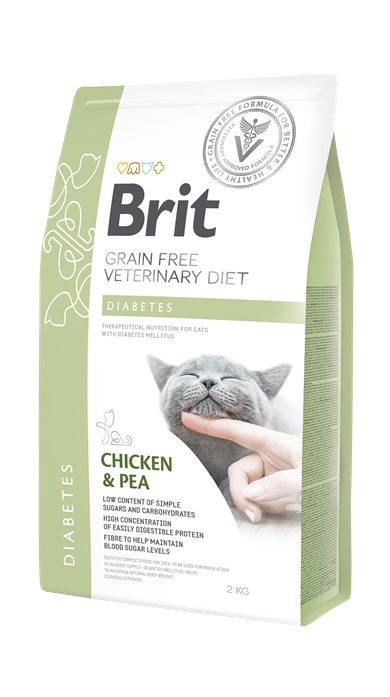 Brit Veterinary Diets Cat Diabetes Diyabet Hastalığı olan Kediler için Tahılsız Kedi Maması 2kg