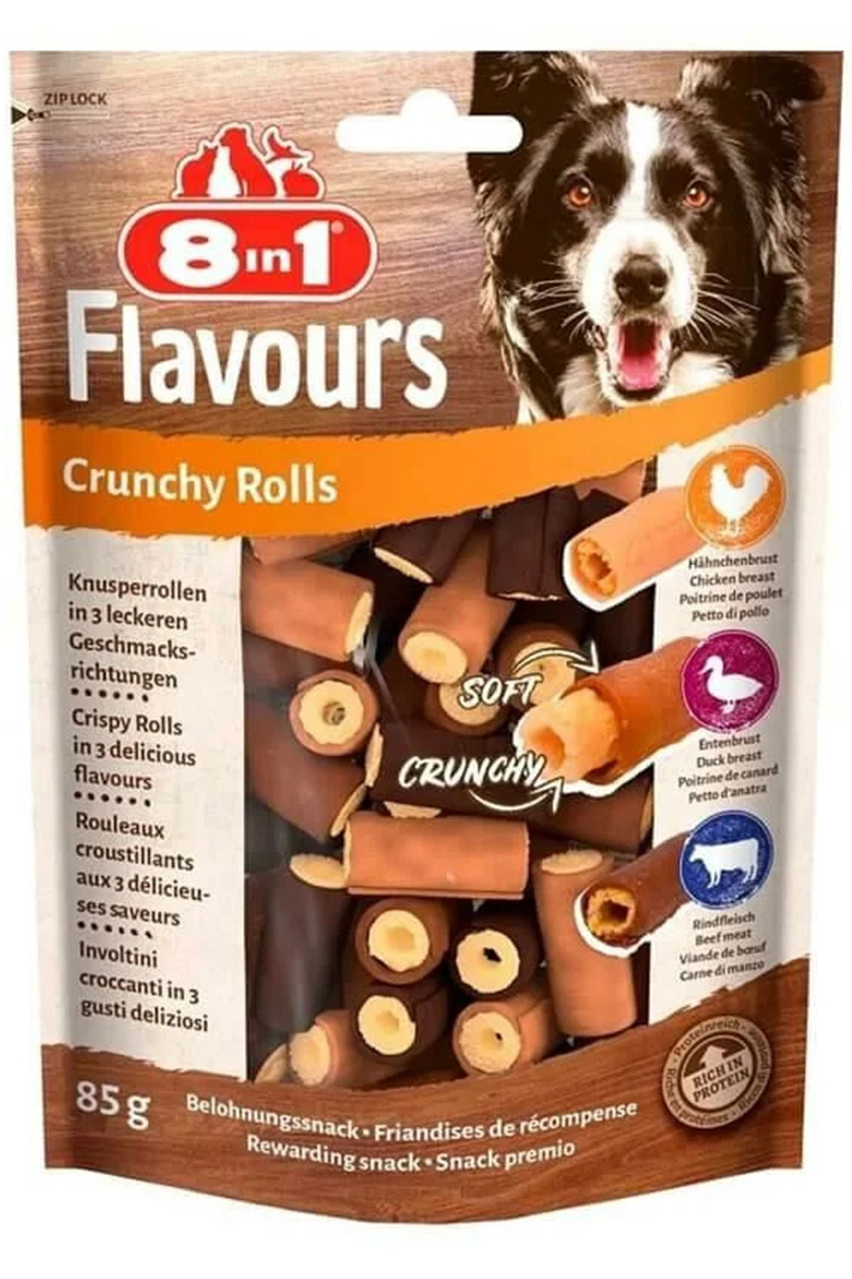 8in1 Flavours Crunchy Rolls Köpek Ödülü 85gr