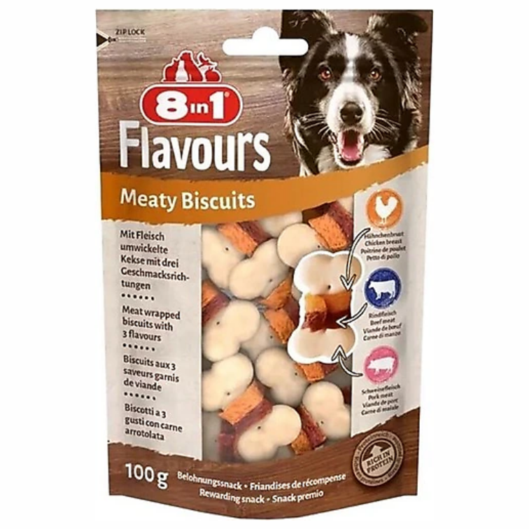 8in1 Flavours Meaty Biscuits Köpek Ödülü 100gr