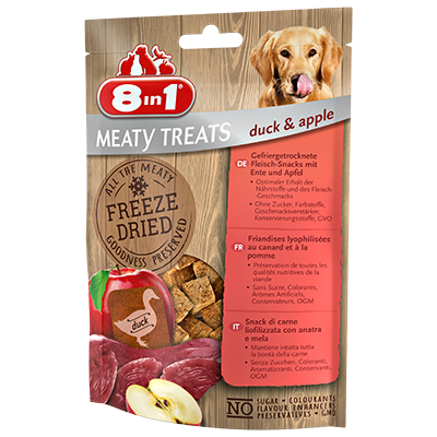 8in1 Freeze Dried Dondurularak Kurutulmuş Tahılsız Ördekli ve Elmalı Köpek Ödülü 50gr 