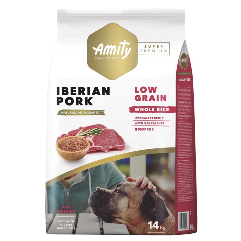 Amity Super Premium Düşük Tahıllı Hipoalerjenik İberya Domuzlu Yetişkin  Köpek Maması 14 Kg