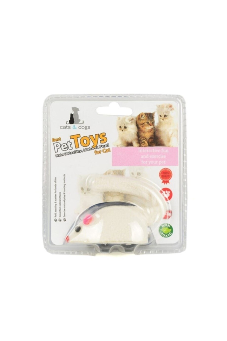 Best Pet Toys Kurmalı Fare Kedi Oyuncağı Beyaz