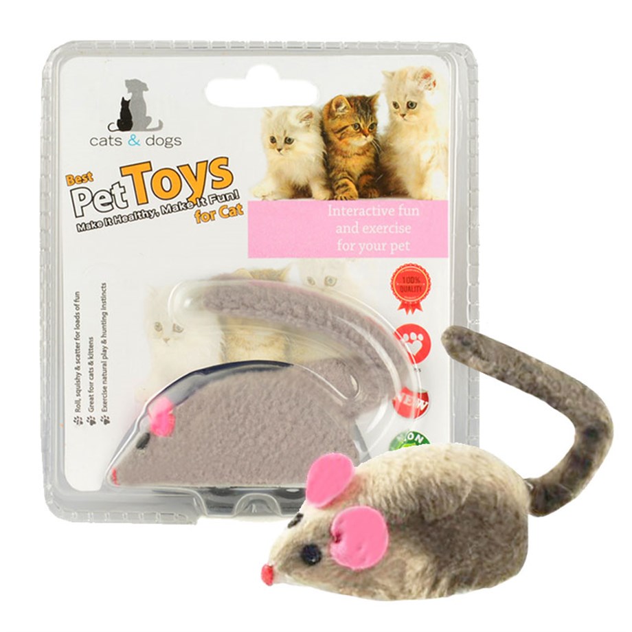 Best Pet Toys Kurmalı Fare Kedi Oyuncağı Gri