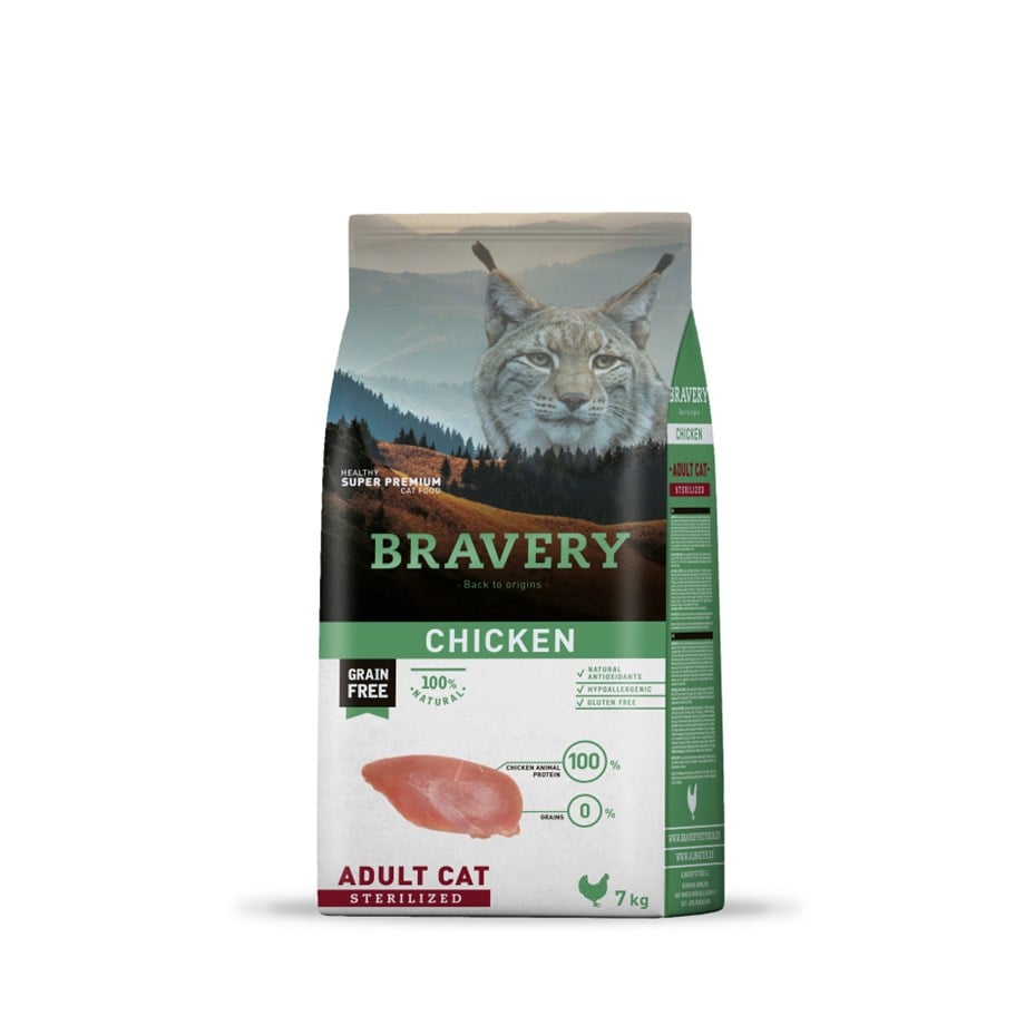 Bravery Tavuklu Tahılsız Kısırlaştırılmış Kedi Maması 7kg