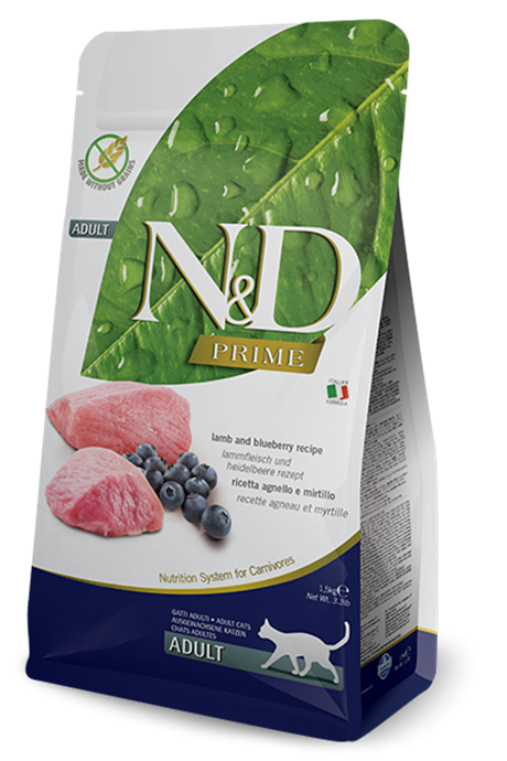 N&D Prime Kuzu&Yabanmersini Tahılsız Yetişkin Kedi Maması 10kg
