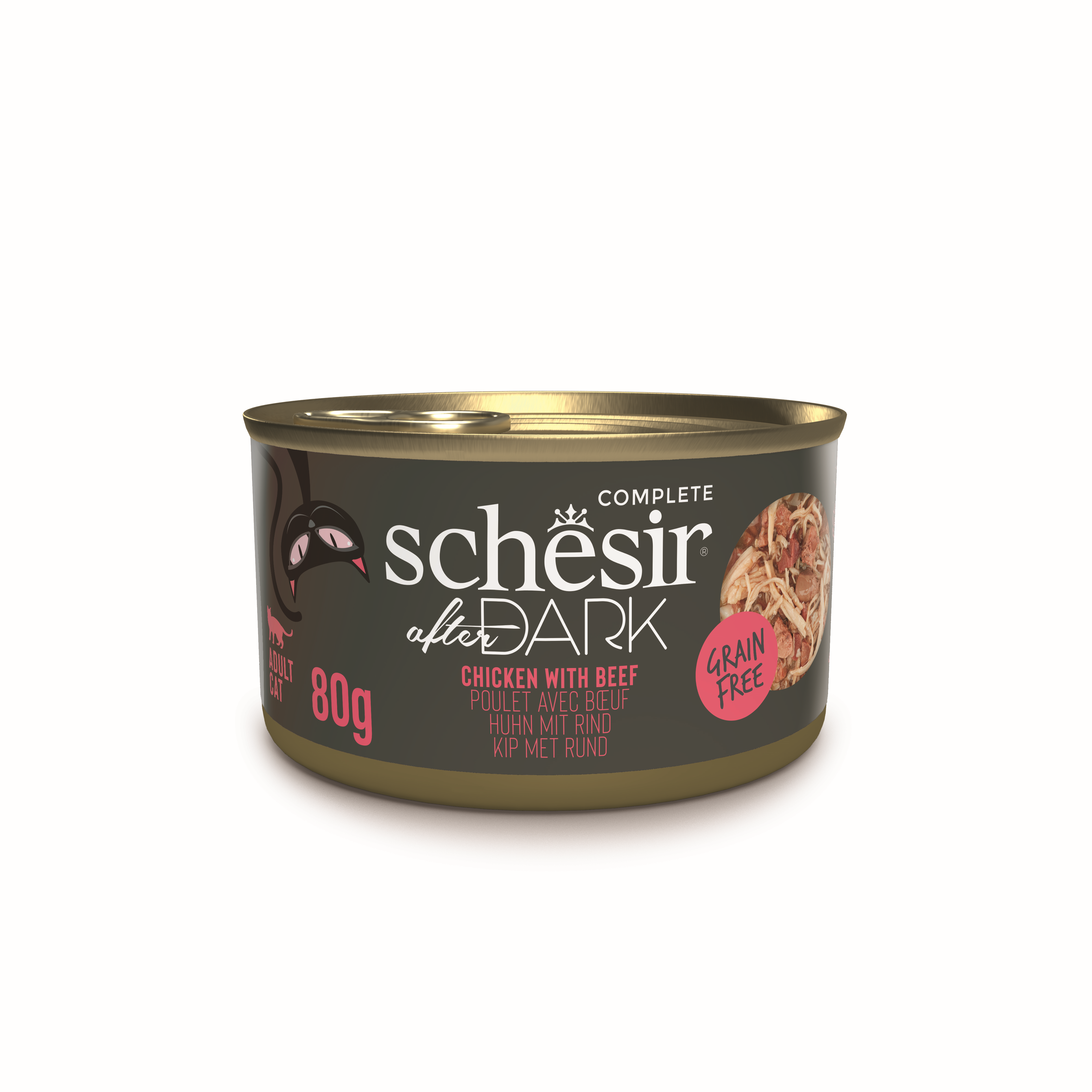 Schesir After Dark Tavuklu ve Sığır Etli Parça Etli Kedi Konservesi 80gr