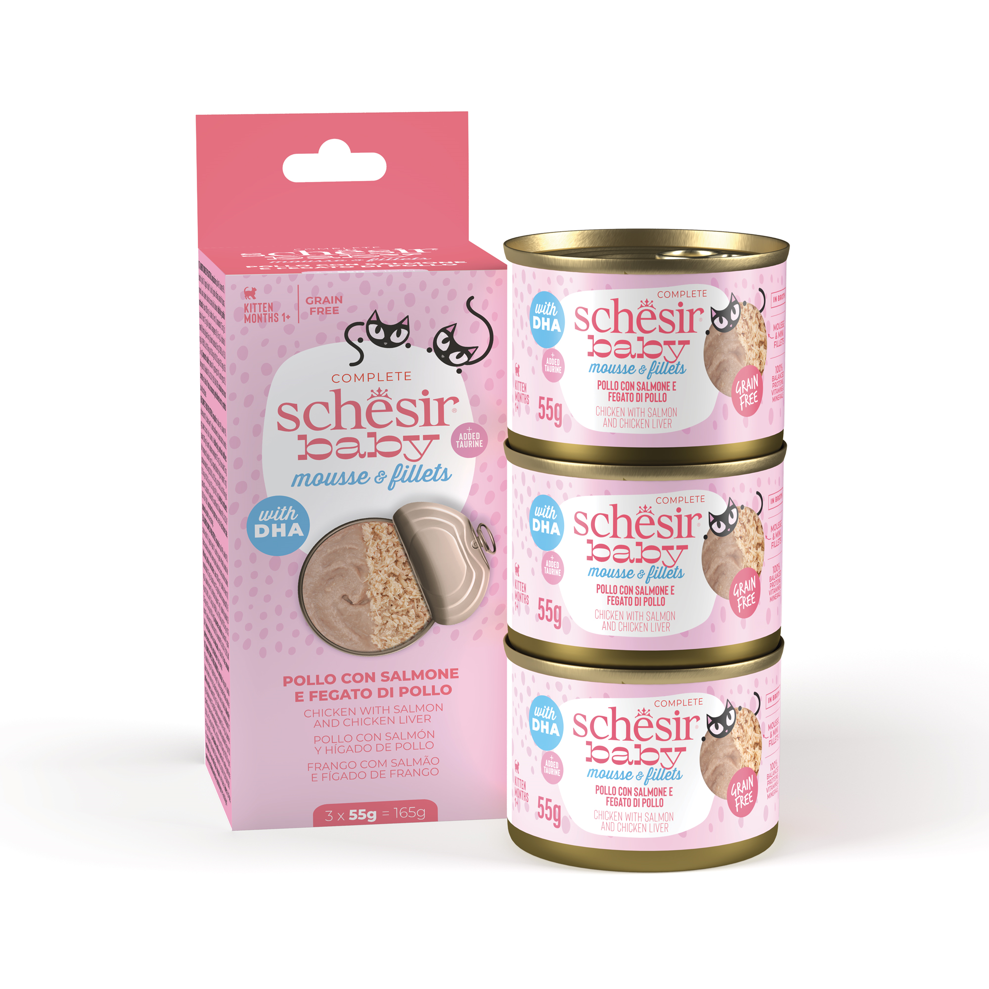 Schesir Baby Mousse ve Parça Etli Yavru Kedi Konservesi 3x55gr