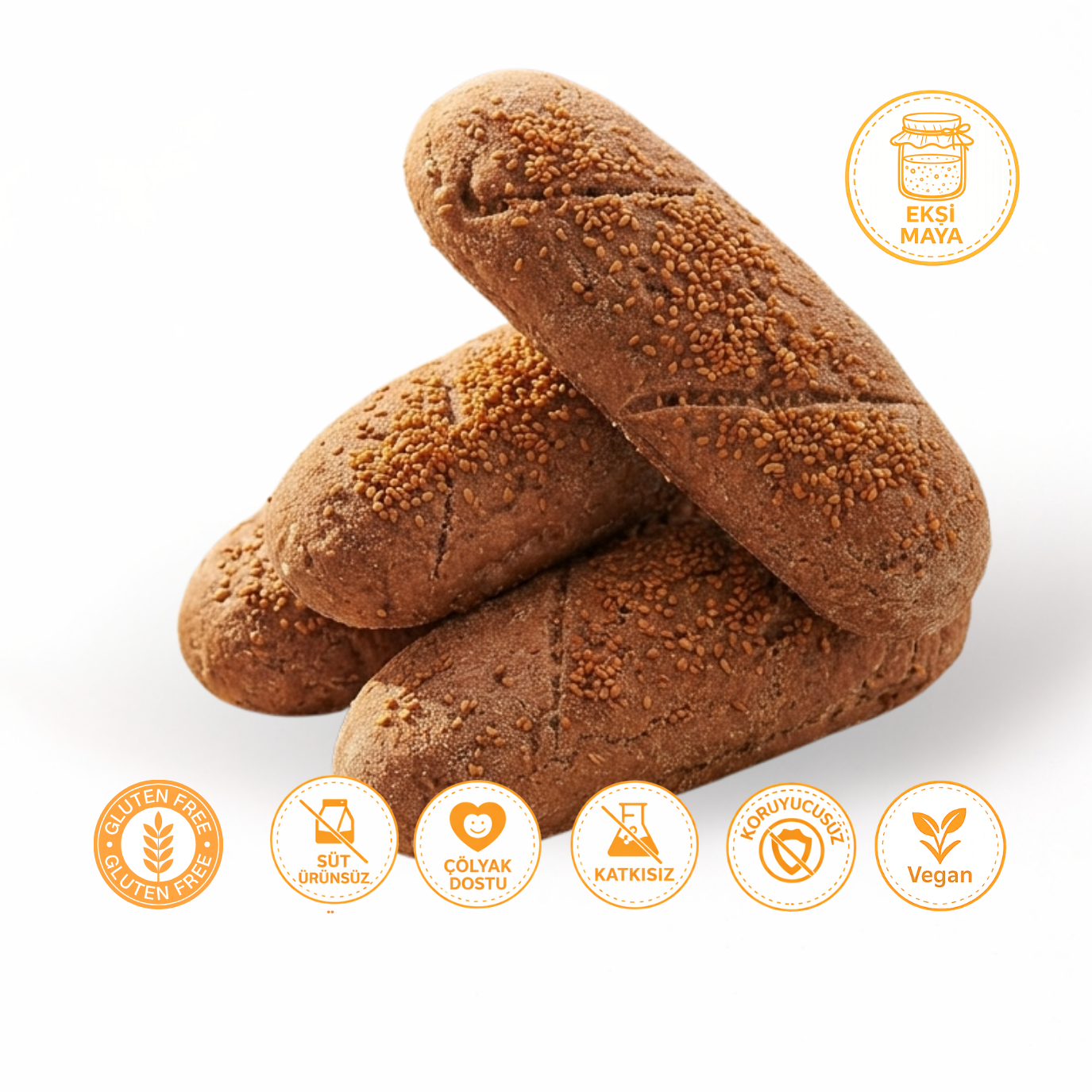 Glutensiz Ekşi Mayalı Sandaviç Ekmeği 3lü