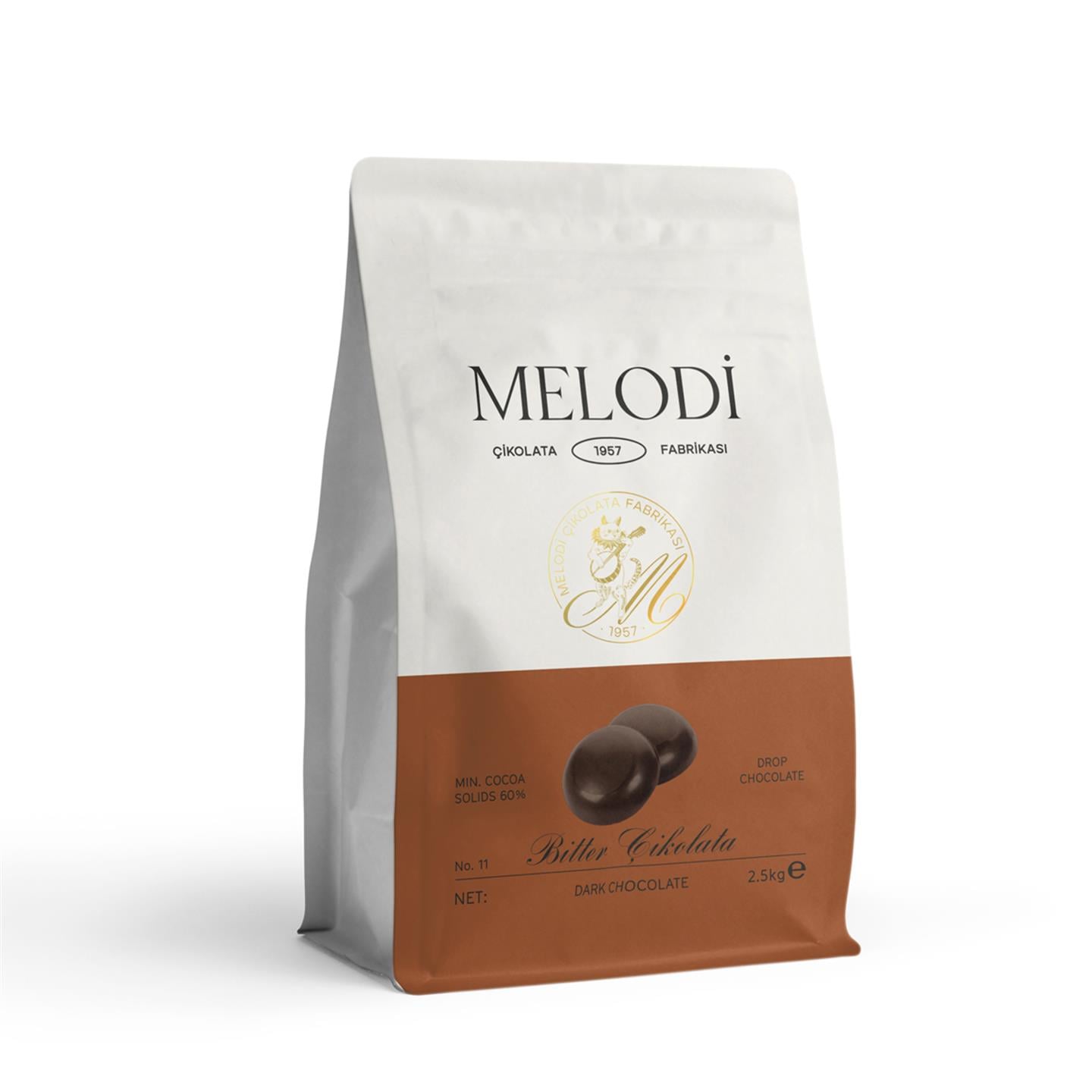 60 Bitter Pul (Damla - Drop - Para) Çikolata 2,5kg - Melodi Çikolata