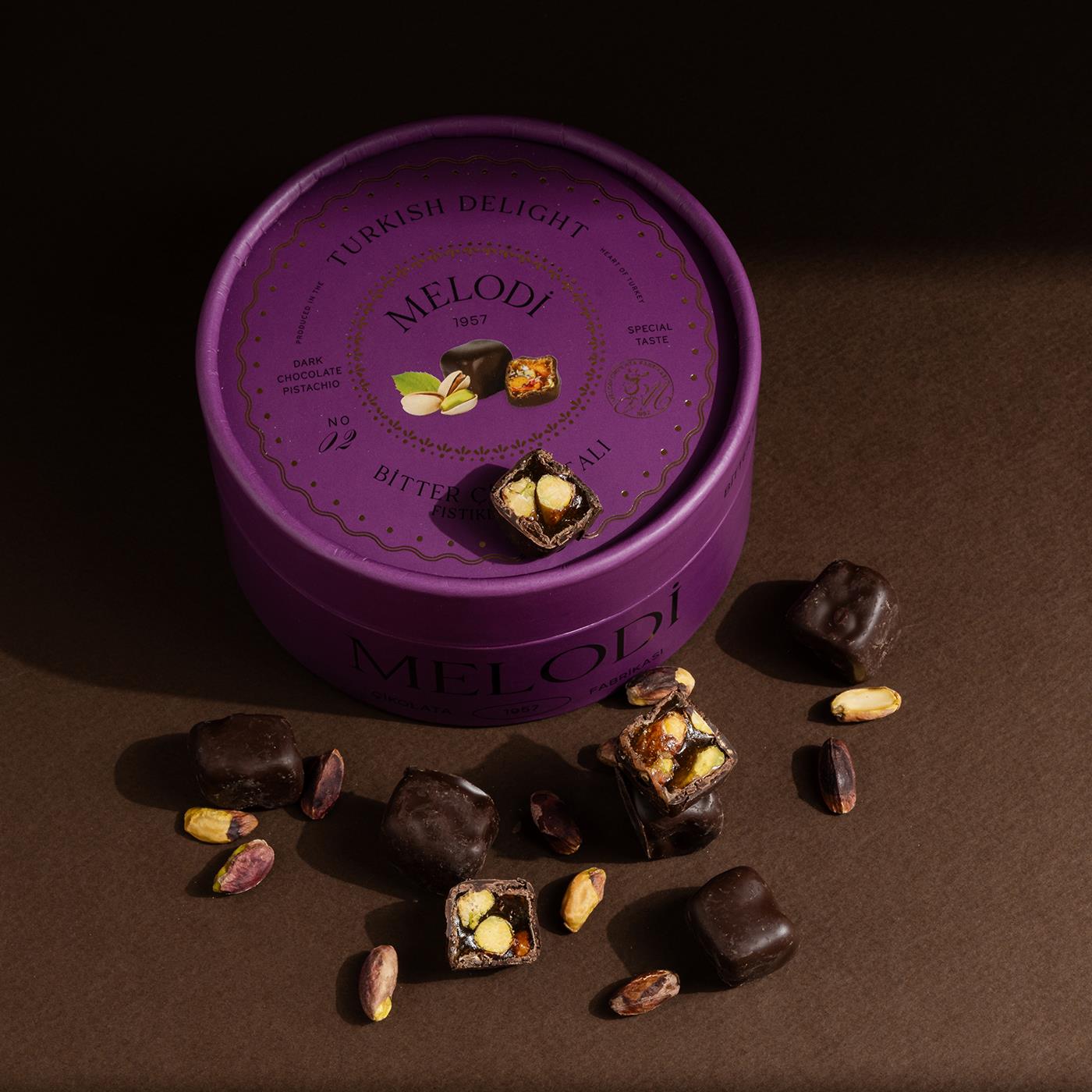 Bitter Çikolatalı Duble Fıstıklı Lokum 250g