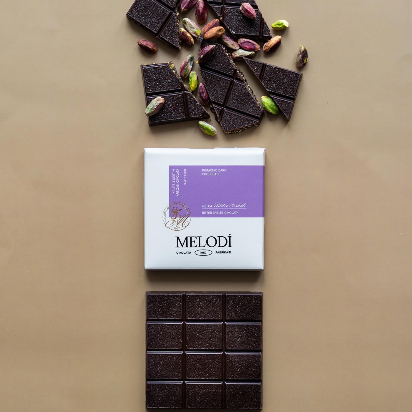Fıstık Parçacıklı Bitter Çikolata Tablet 60g