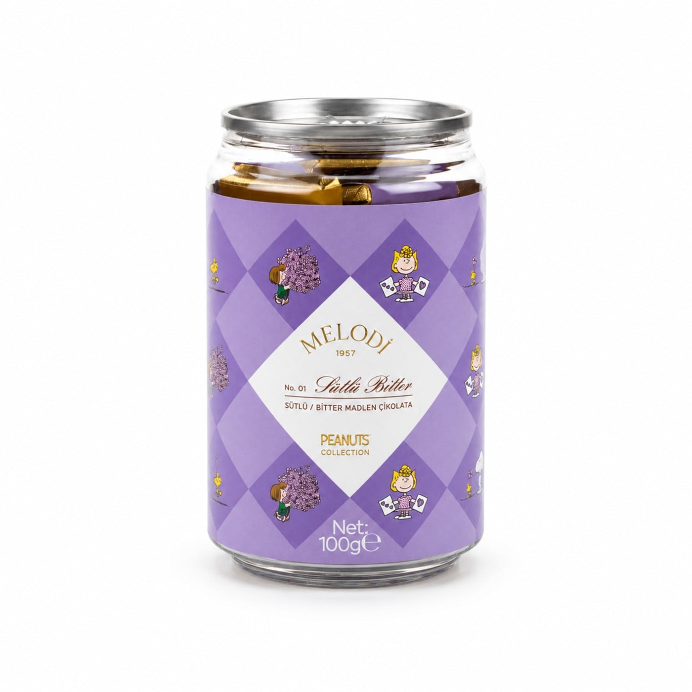 Peanuts Collection Sütlü-Bitter Madlen Mor 100g