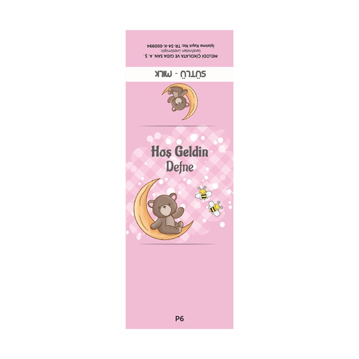 Papatya Dekorlu Küp-İsme Özel Kız Bebek Çikolatası