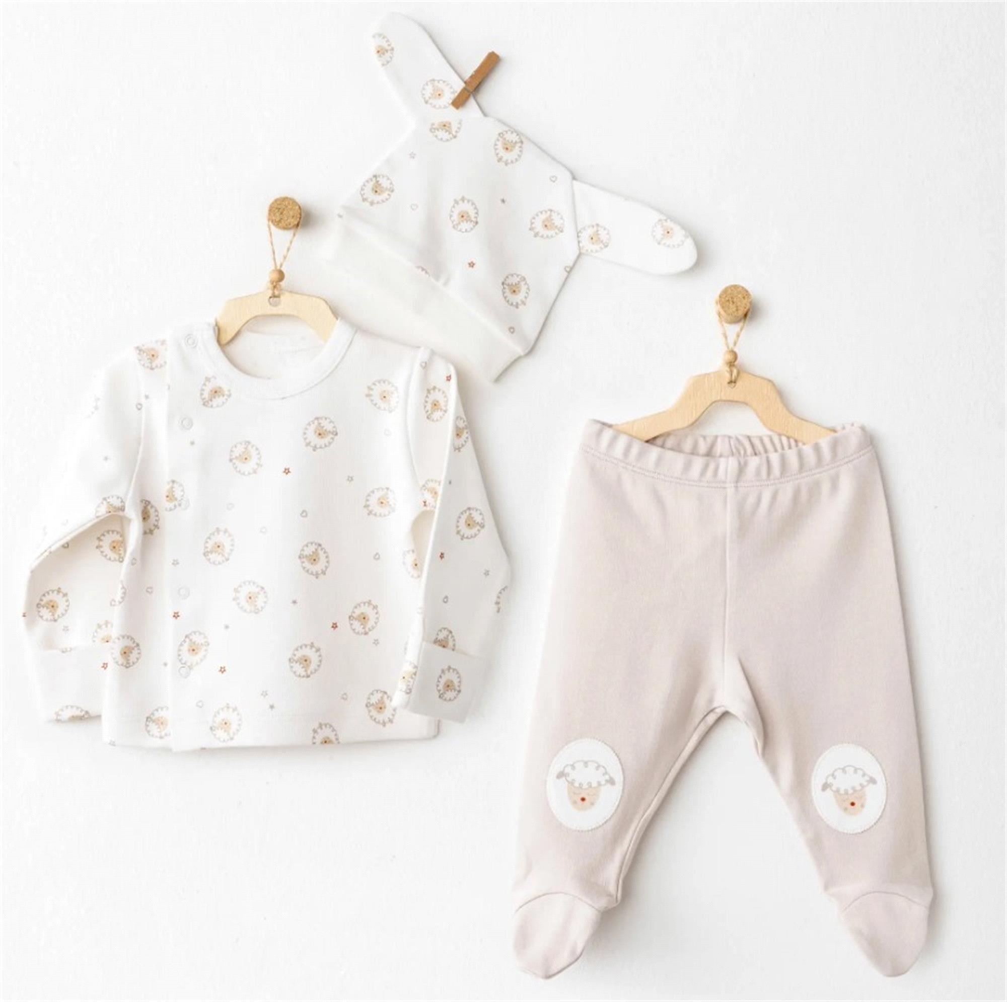Andywawa Erkek Bebek 3'lü Takım Ekru AC26158