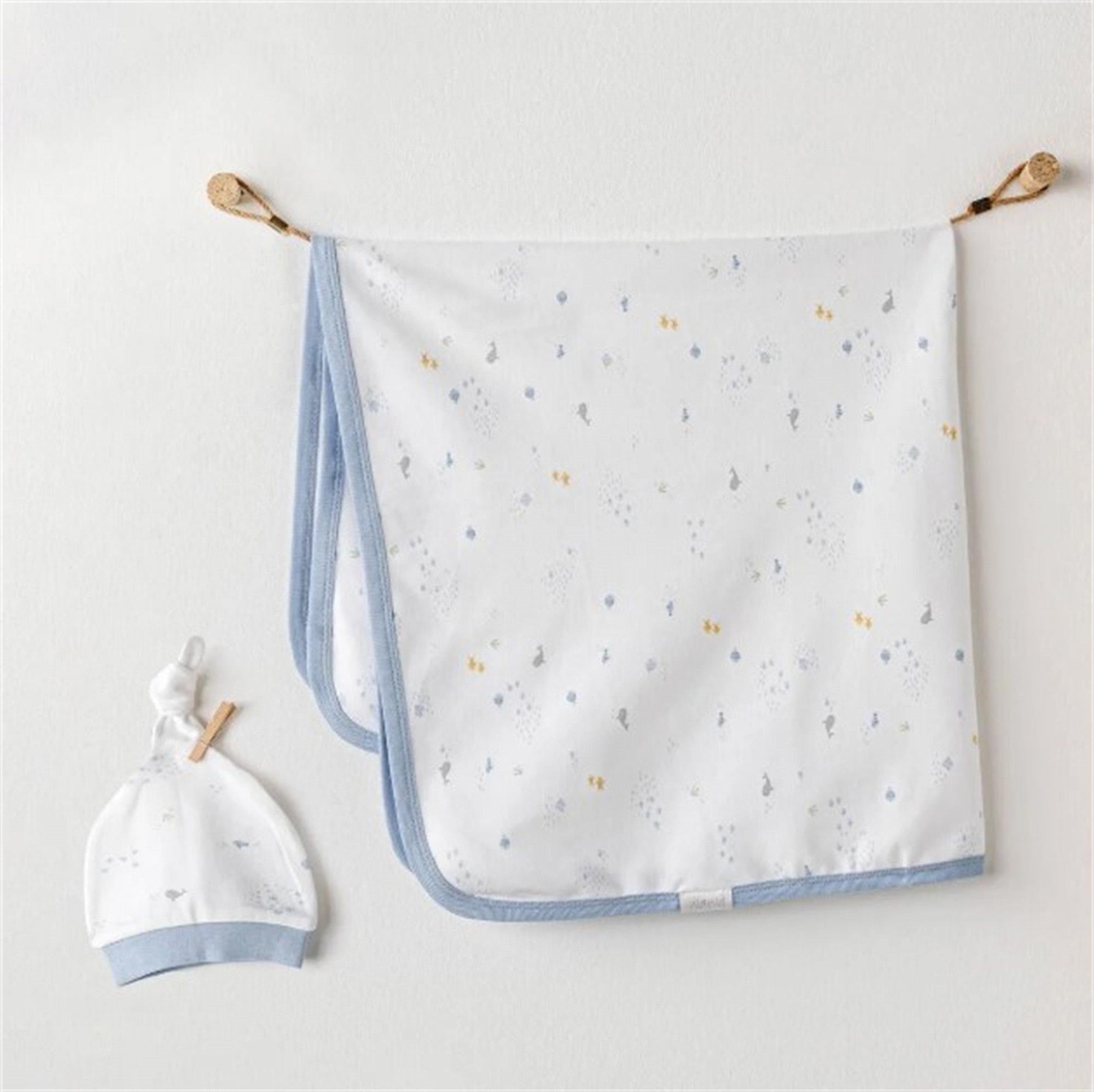 Andywawa Erkek Bebek Battaniye Ve Şapka Takım Beyaz AC25606