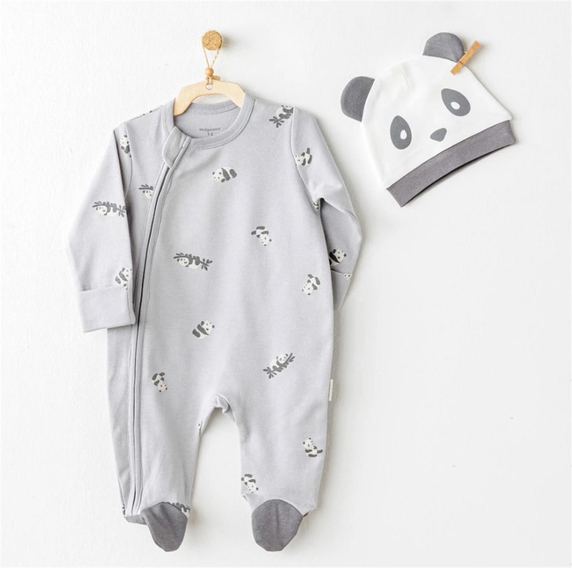 Andywawa Erkek Bebek Tulum Takım Gri AC26023