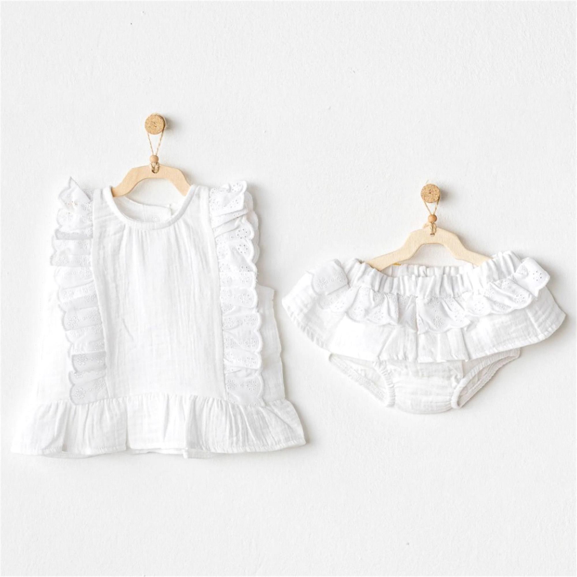 Andywawa Kız Bebek 2'li Takım Beyaz AC25888