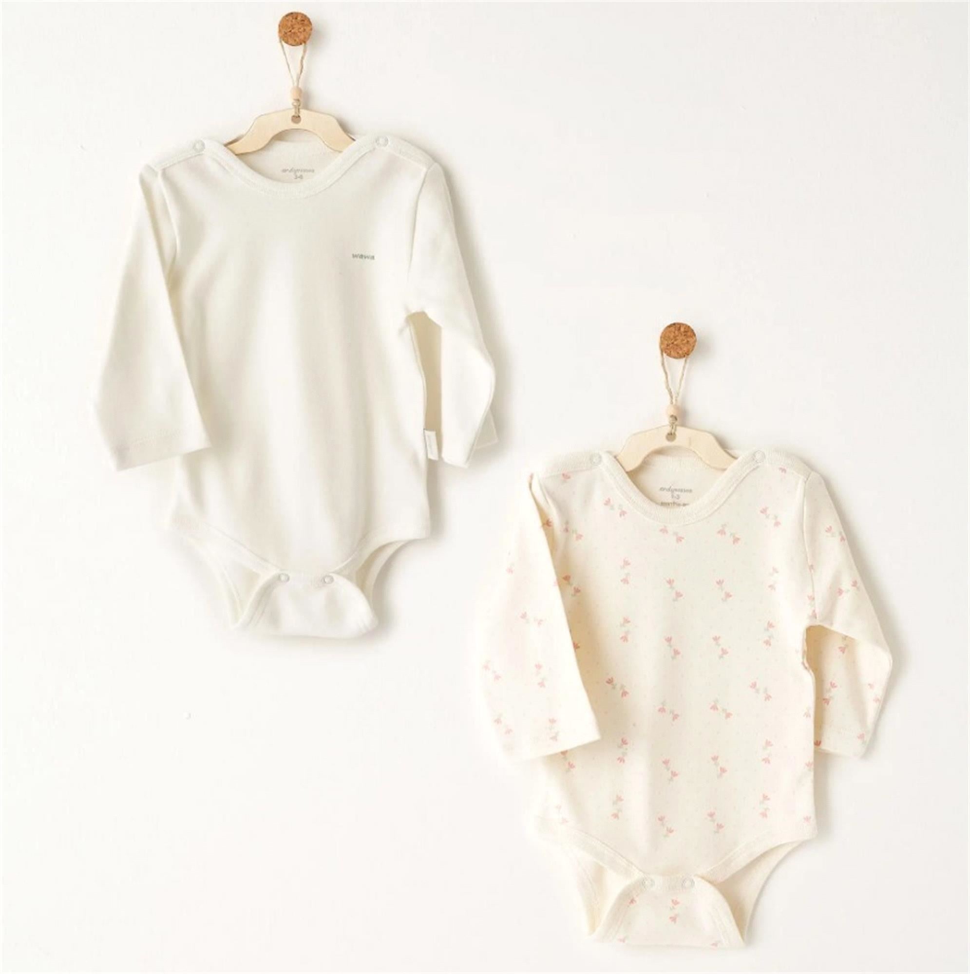 Andywawa Kız Bebek 2'li Uzun Kol Badi Pembe AC26099