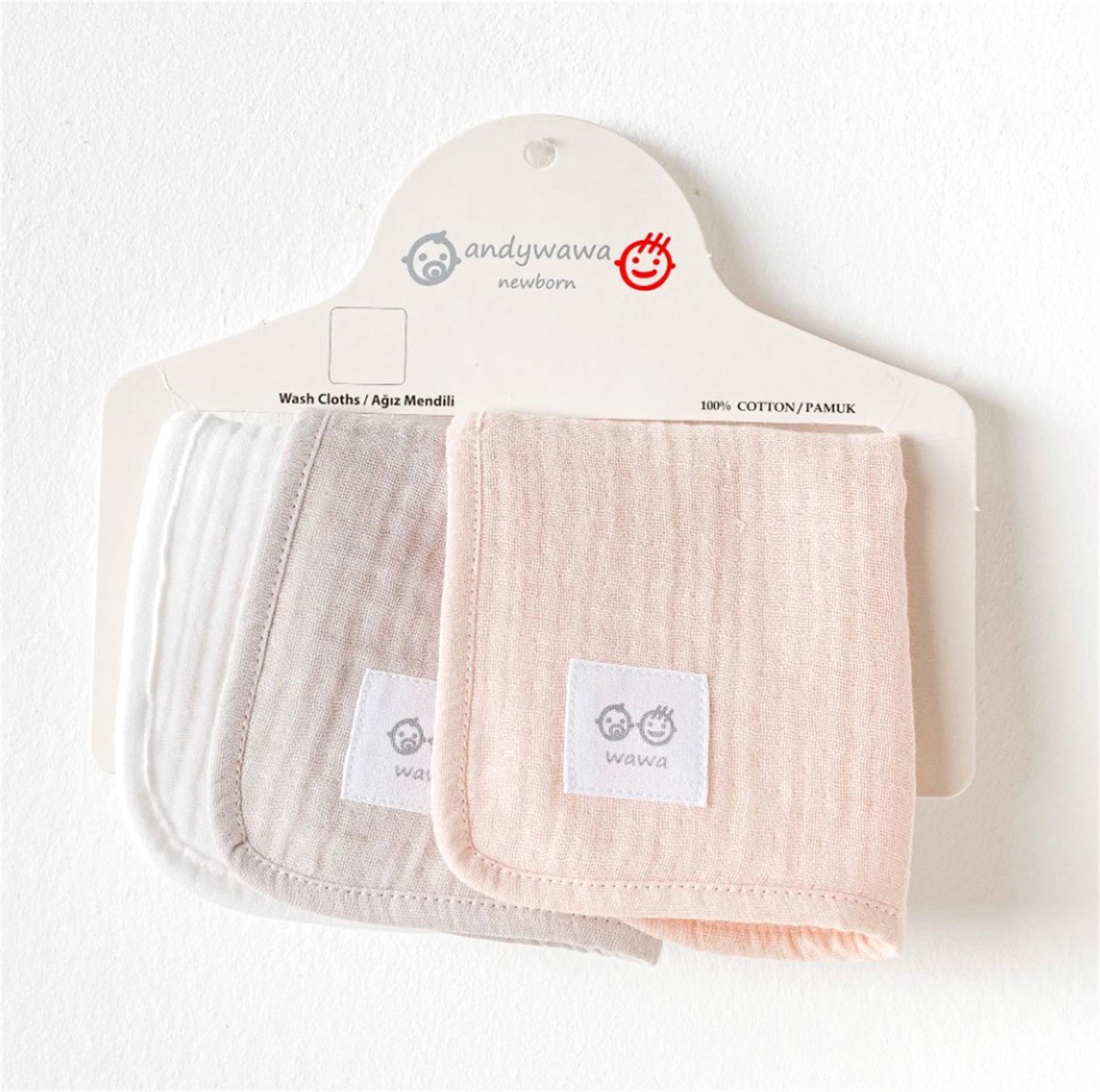 Andywawa Kız Bebek 3'lü Ağız Mendili Pembe AC25860