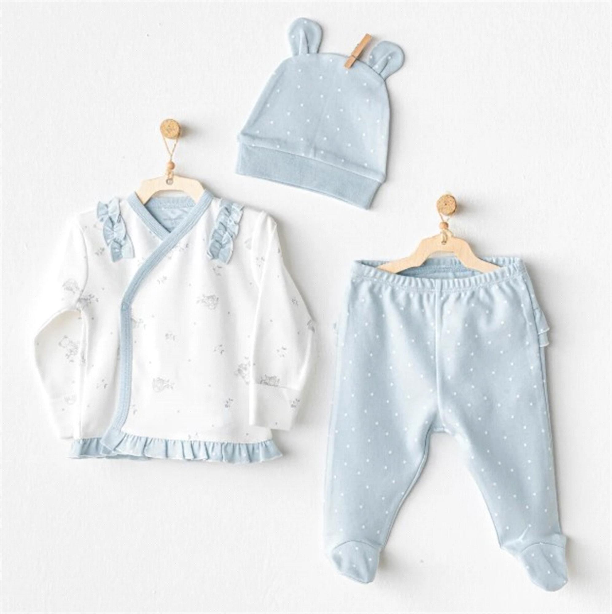 Andywawa Kız Bebek 3'lü Zıbın Set Mavi AC25646
