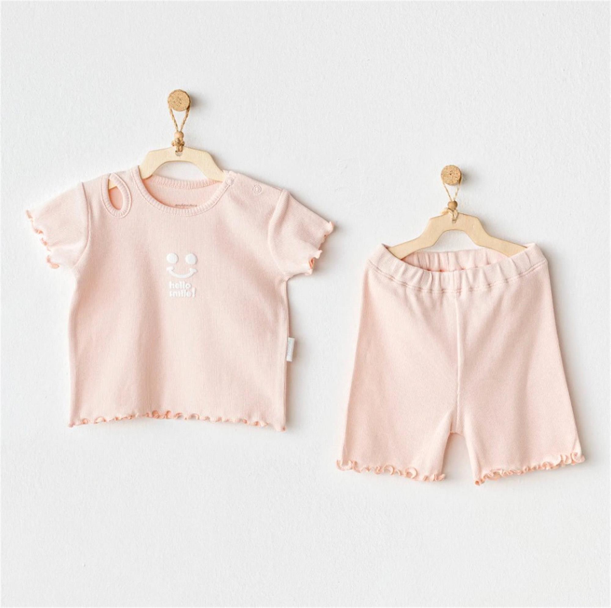 Andywawa Kız Bebek Basic 2'li Takım Set Salmon AC25900