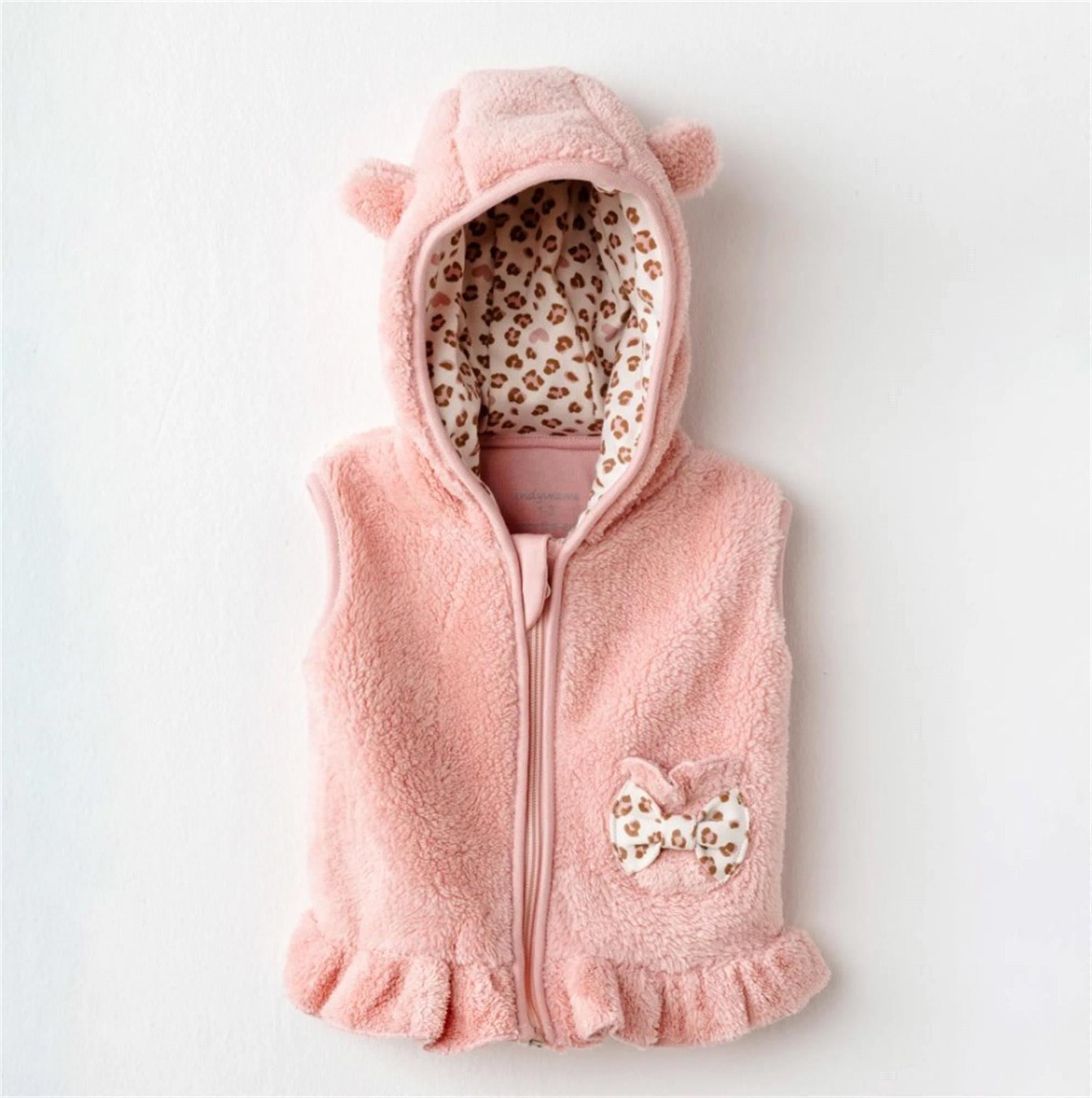 Andywawa Kız Bebek Peluş Yelek Pembe AC26234