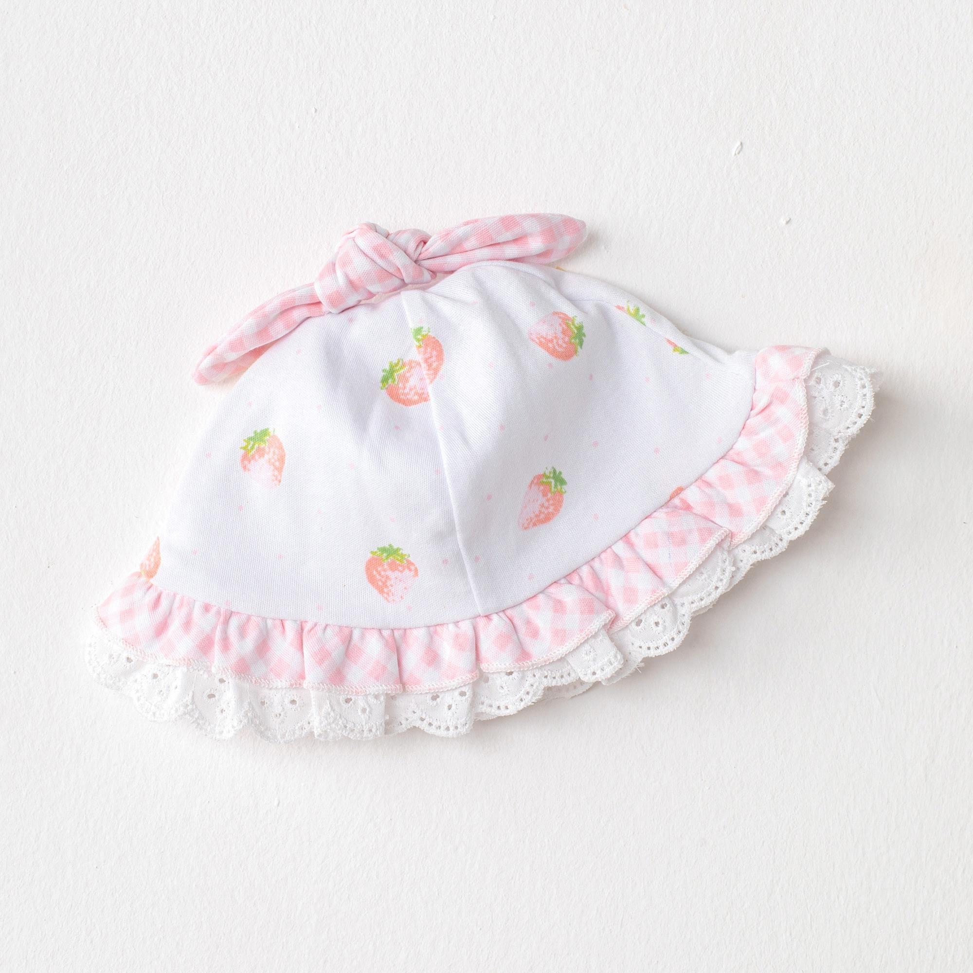 Andywawa Kız Bebek Şapka Çilek Desenli Beyaz AC23560