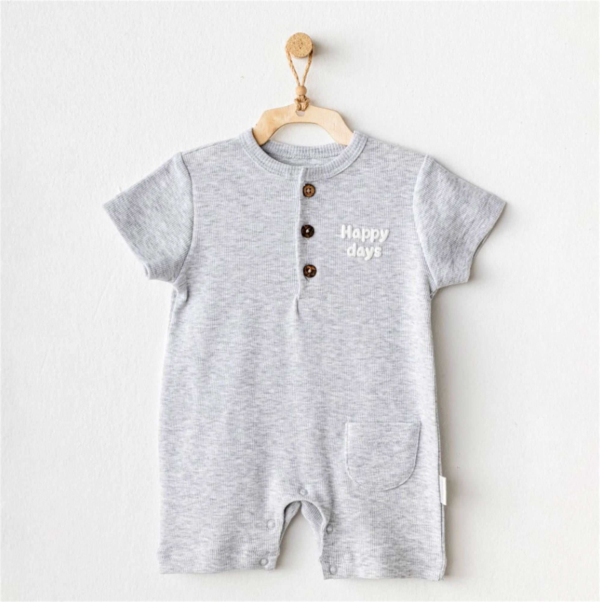 Andywawa Unisex Bebek Romper Tulum Gri AC25893