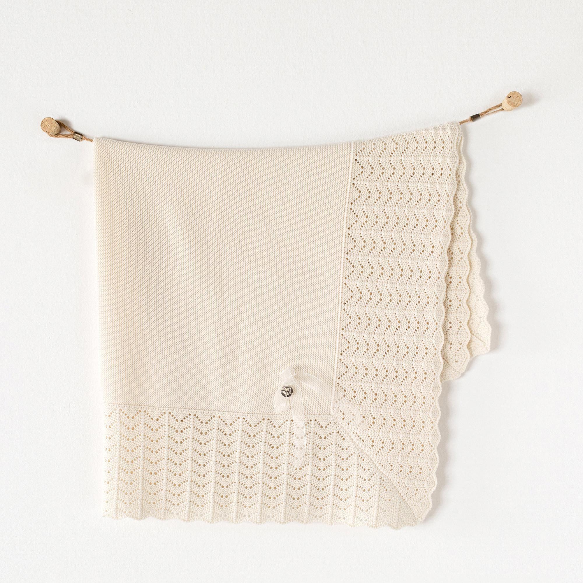 Andywawa Unisex Bebek Triko Battaniye Ekru AC24329