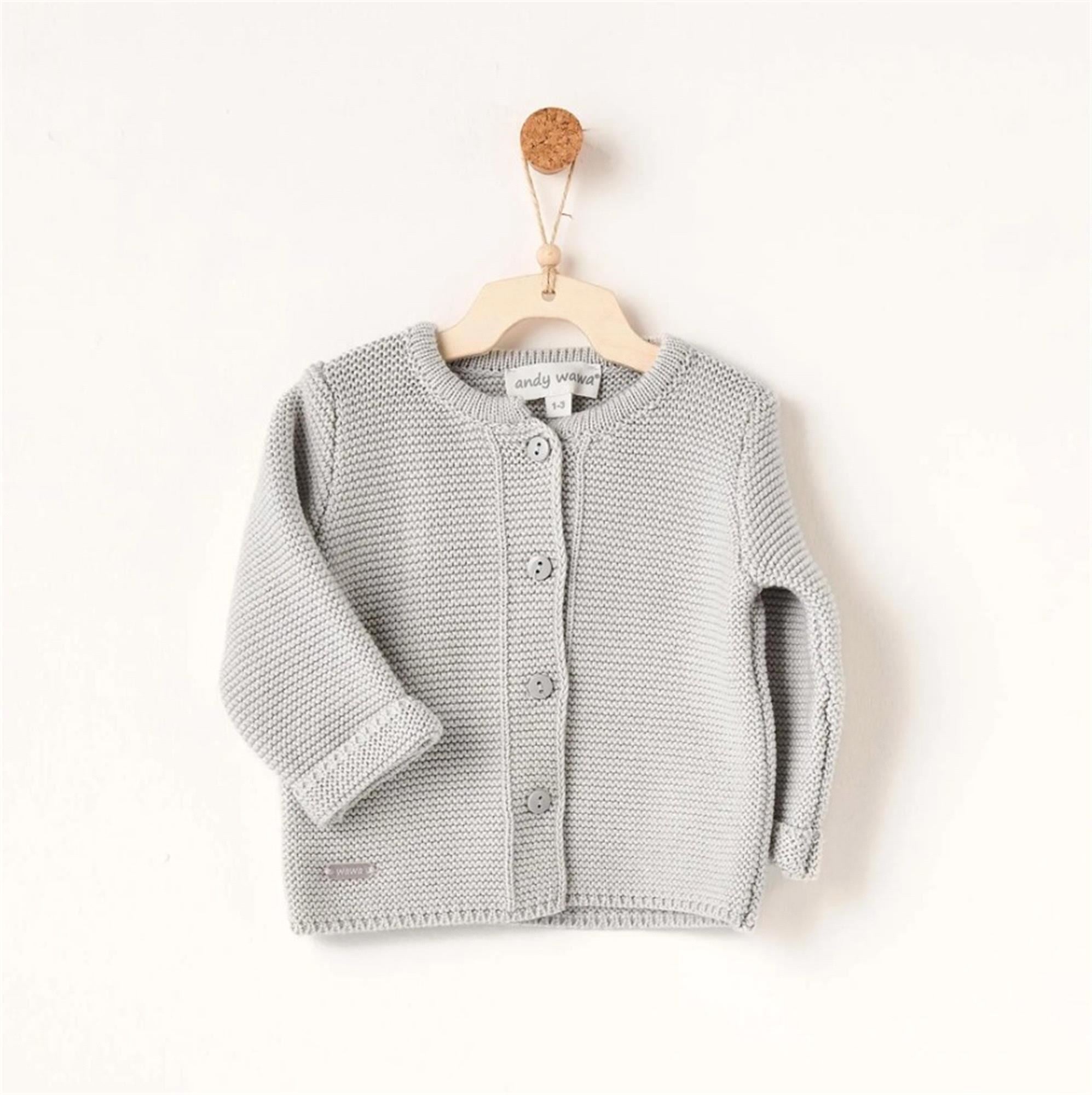 Andywawa Unisex Bebek Triko Hırka Gri AC26344