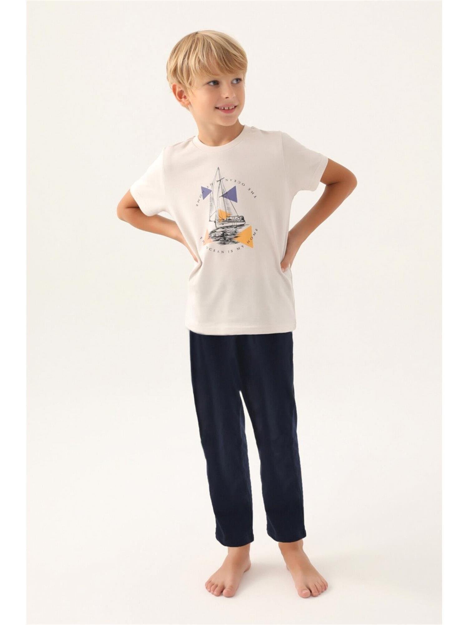 Arnetta Erkek Çocuk Pijama Takımı Taş AR2991-2